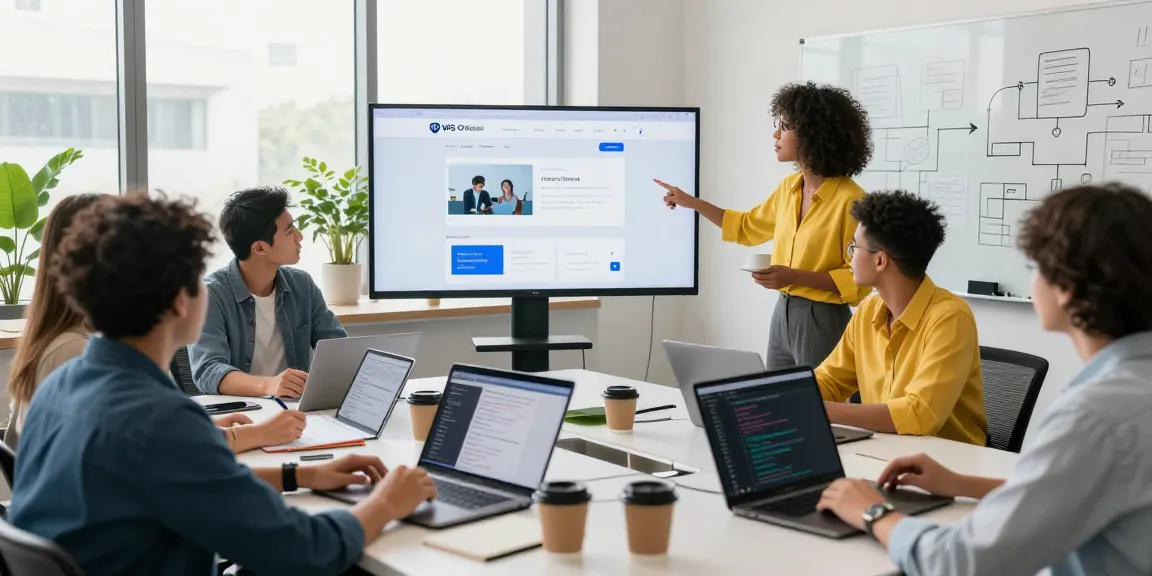 Collaborative team discussing the WPS Official Website in a modern office