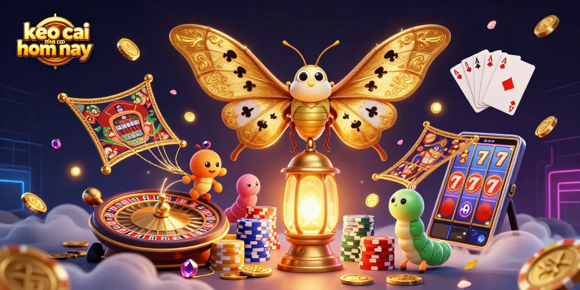 Engage with keo nha cai hom nay as 3D characters and casino elements soar in a vibrant illustration.